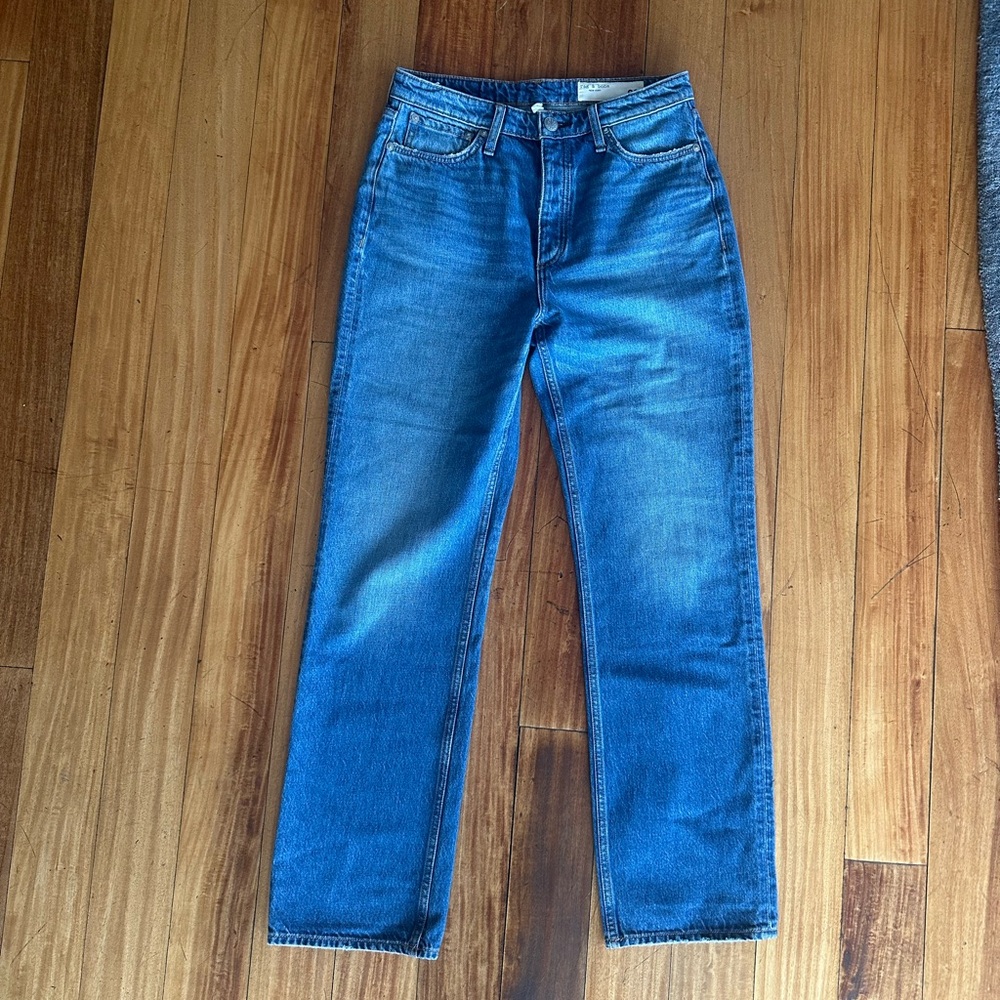 Rag & Bone High-Rise Straight Jeans – Vintage Medium Blue, Button Fly (Size 29)